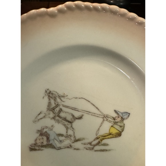 Antique Palmer Cox Cartoon Brownies Porcelain Plate 7 1/4" Goat Humor 1800's - Picture 2 of 9